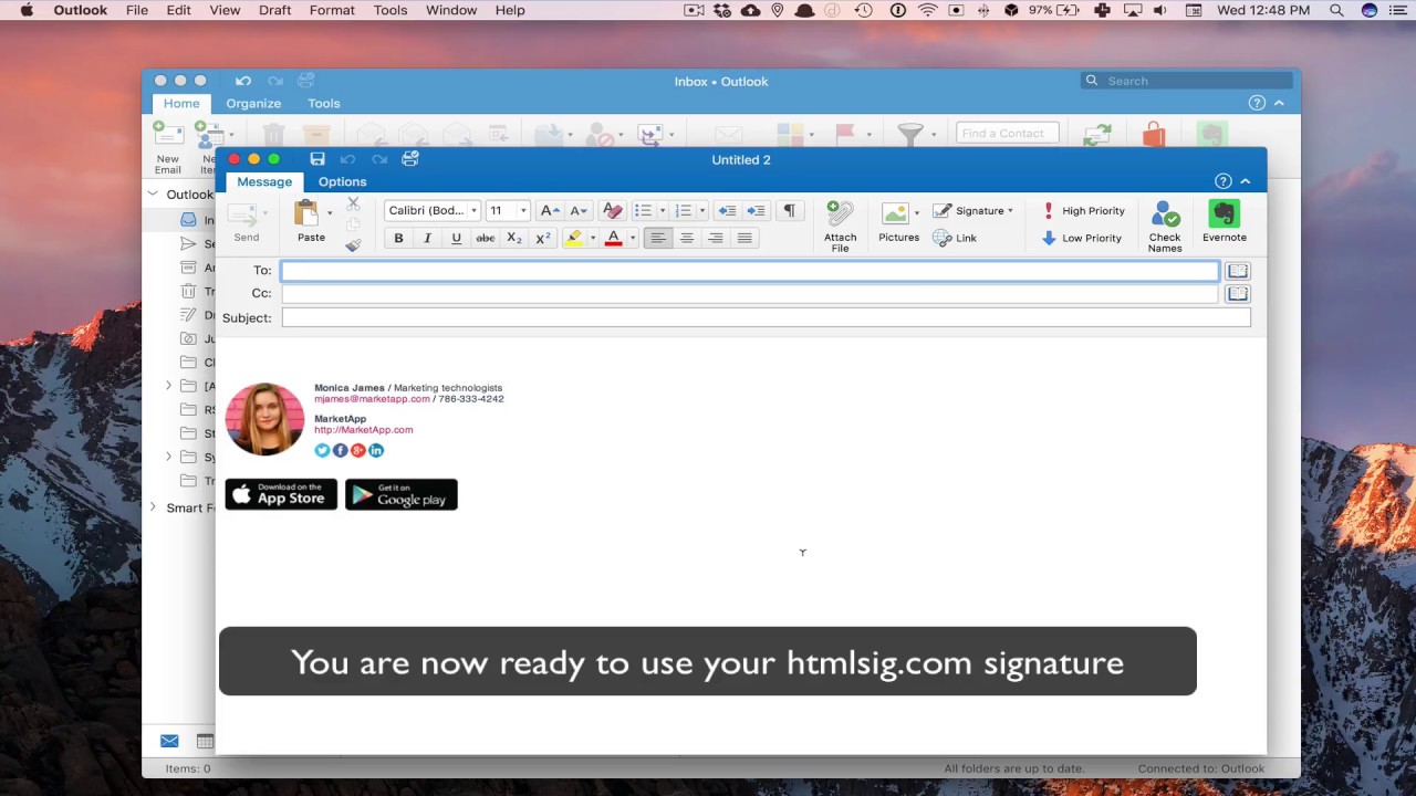embed html in outlook 2016 for mac